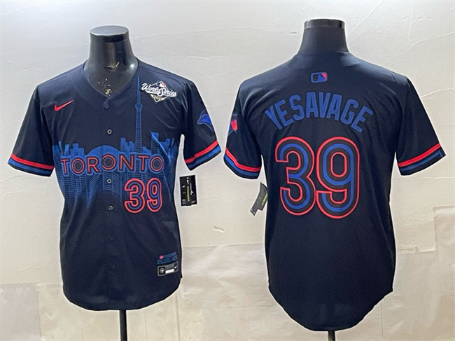Men's Toronto Blue Jays #39 Trey Yesavage Navy 2025 World Series City Connect Limited Stitched Baseball Jersey Men's Toronto Blue Jays #39 Trey Yesavage Navy 2025 World Series City Connect Limited Stitched Baseball Jersey